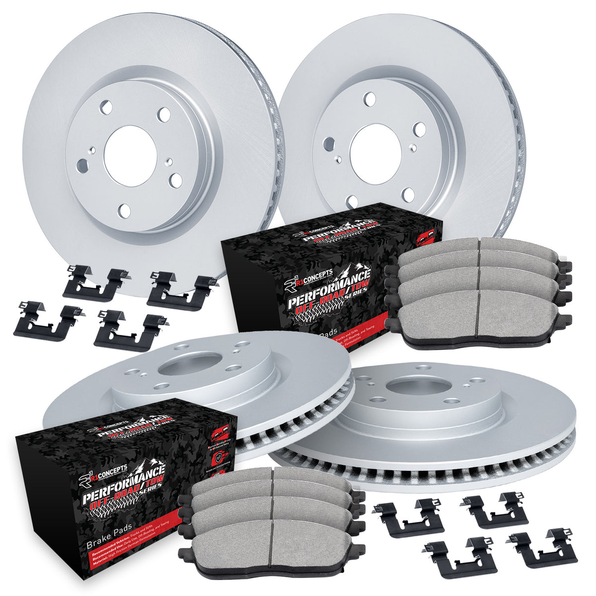 R1 12-25 Dodge Durango Front & Rear Carbon Coated Rotor Set w/Off-Road/Tow Pads