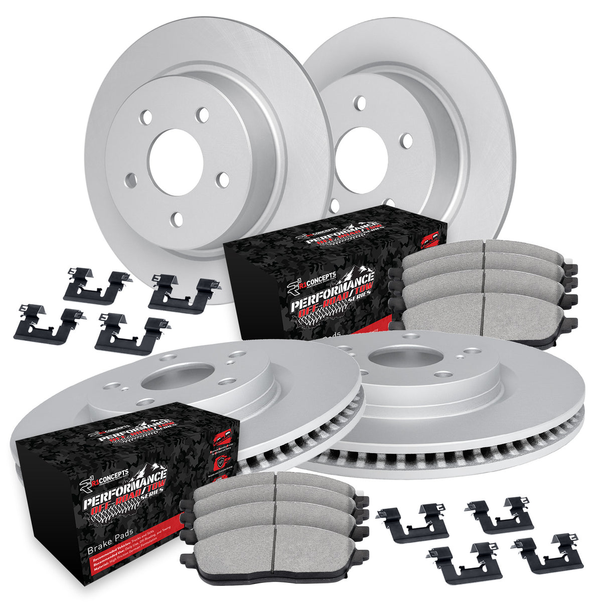 R1 02-05 Ford Explorer Front & Rear Carbon Coated Rotor Set w/Off-Road/Tow Pads