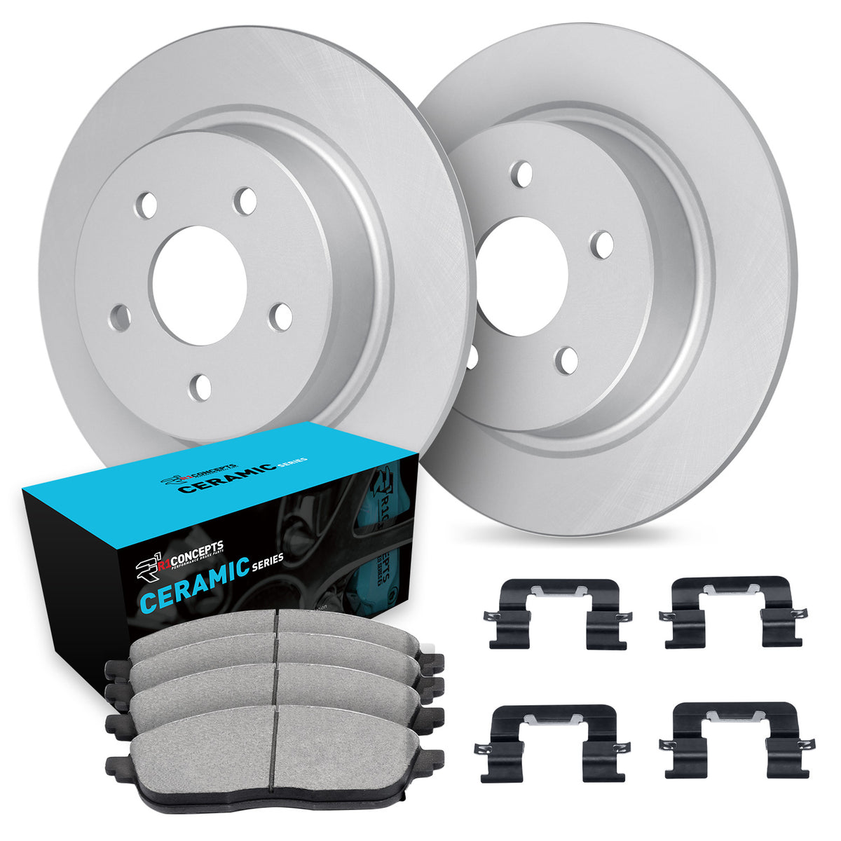 R1 16-25 Honda Civic Rear Carbon Coated Brake Rotor Set w/Ceramic Pads and Hardware