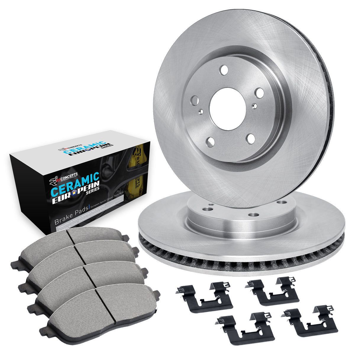 R1 95-01 BMW 750iL Front Brake Rotor Set w/Euro Ceramic Pads and Hardware