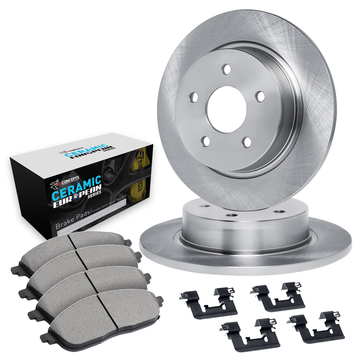 R1 13-18 Ford C-Max Rear Brake Rotor Set w/Euro Ceramic Pads and Hardware