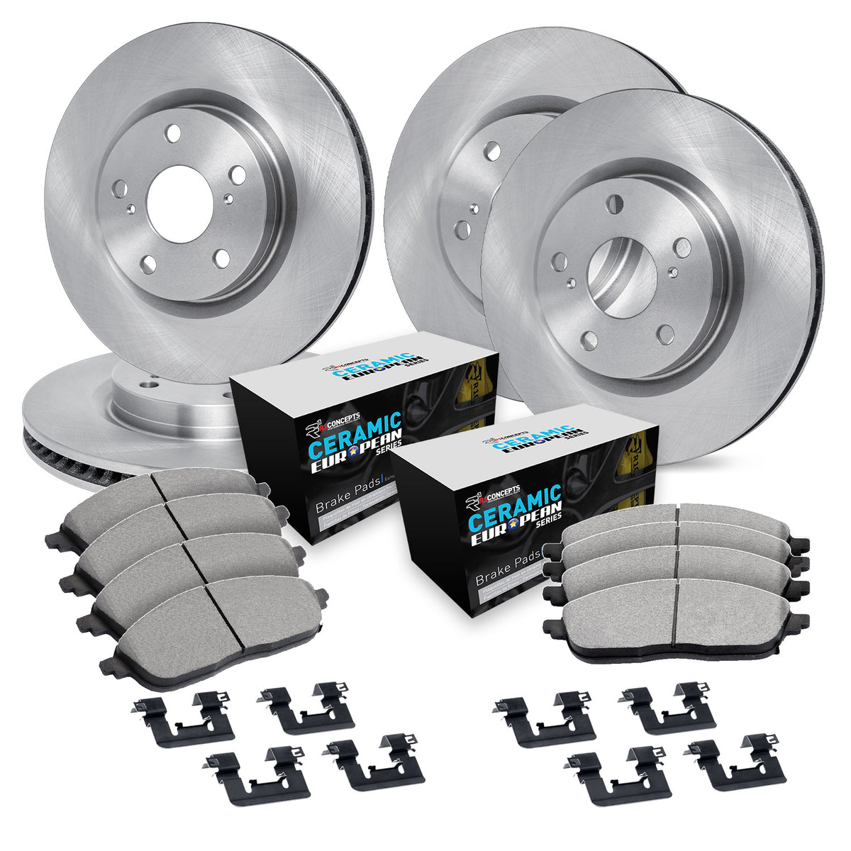 R1 82-89 BMW 535is Front & Rear Brake Rotor Set w/Euro Ceramic Pads and Hardware