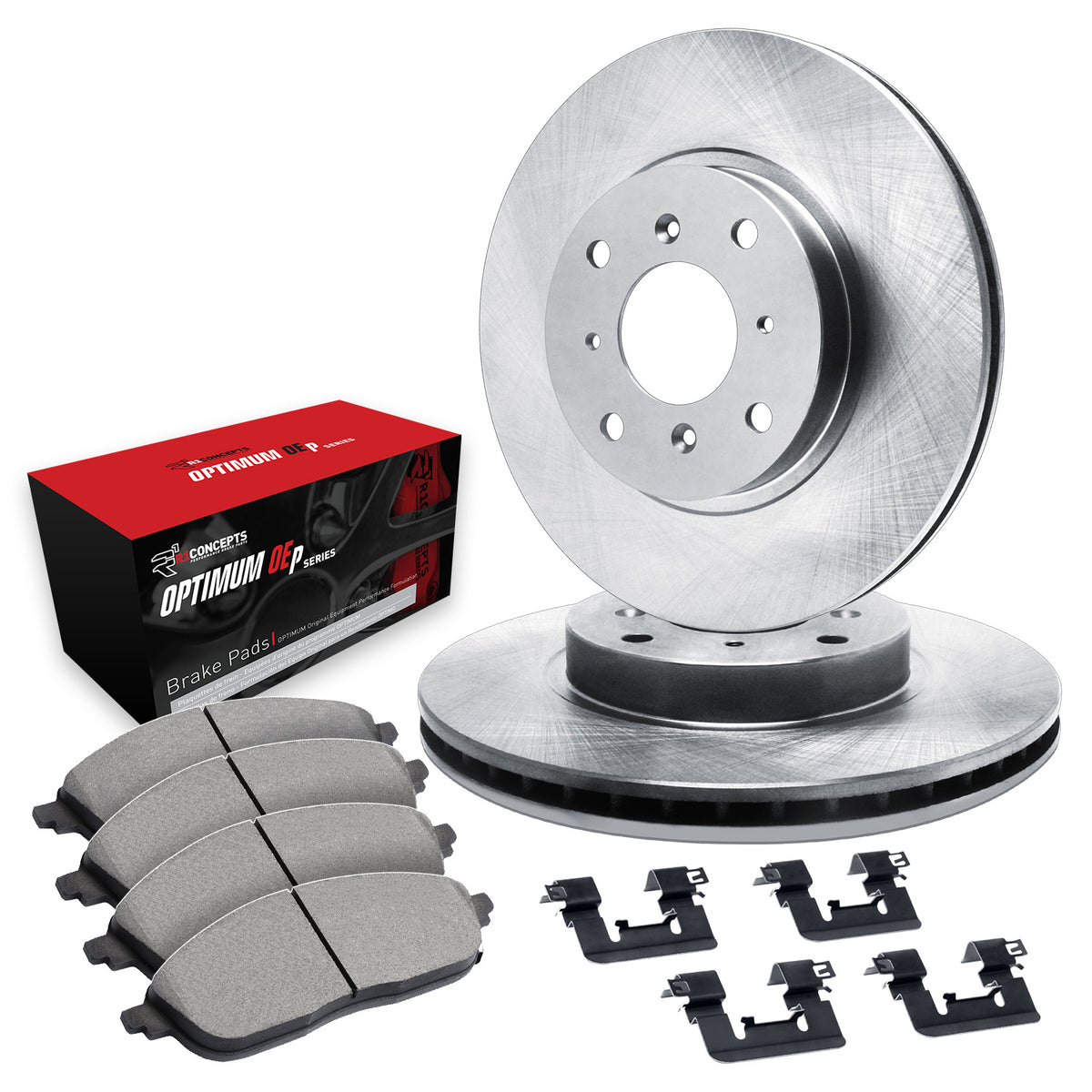 R1 93-01 Acura Integra Front Brake Rotor Set w/Optimum OE Pads and Hardware