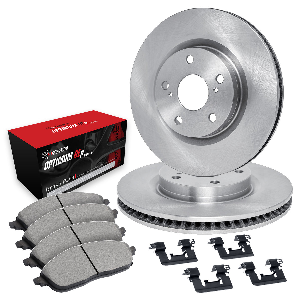 R1 07-18 Lexus ES350 Front Brake Rotor Set w/Optimum OE Pads and Hardware