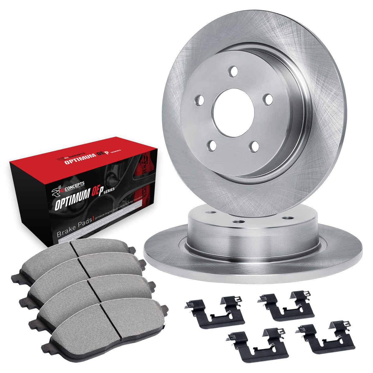 R1 13-18 Ford C-Max Rear Brake Rotor Set w/Optimum OE Pads and Hardware