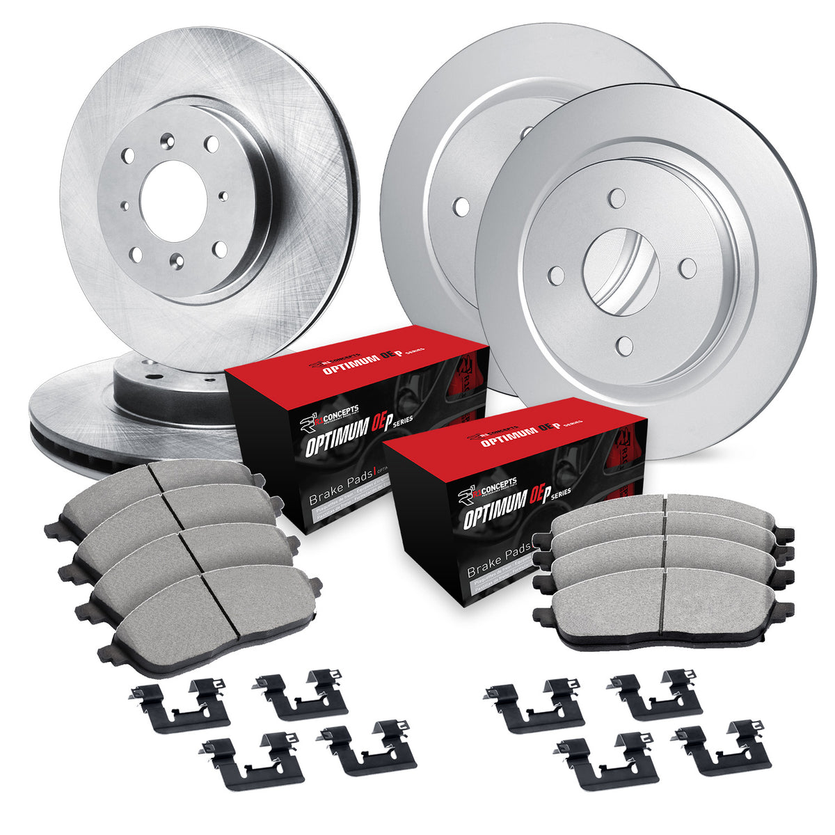 R1 91-96 Saturn SW2 Front & Rear Brake Rotor Set w/Optimum OE Pads and Hardware