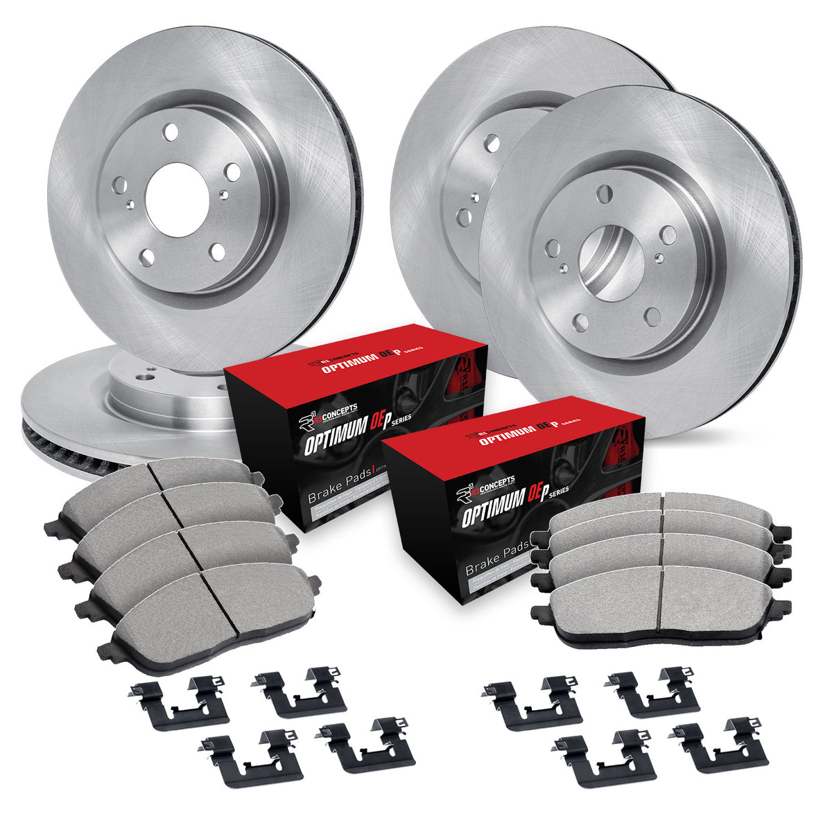 R1 90-90 Lexus LS400 Front & Rear Brake Rotor Set w/Optimum OE Pads and Hardware