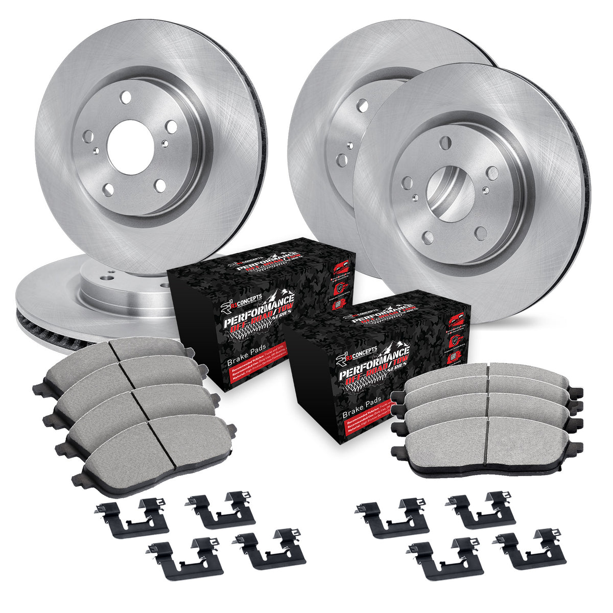 R1 12-25 Dodge Durango Front & Rear Brake Rotor Set w/Off-Road/Tow Brake Pads and Hardware