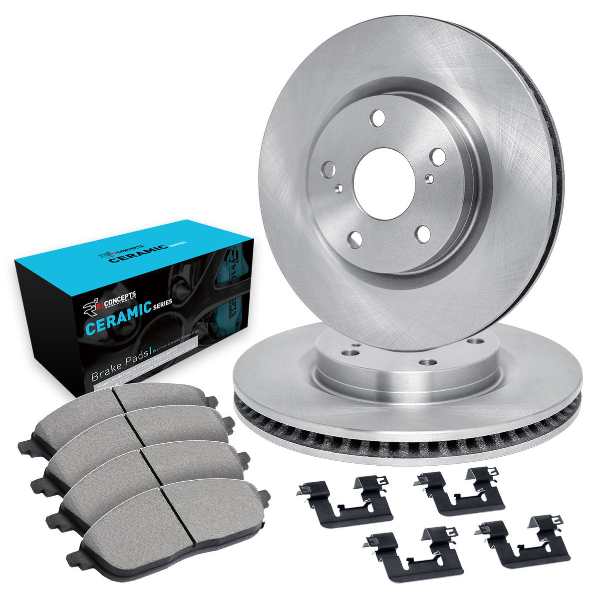 R1 96-00 Chrysler Town & Country (Van) Front Brake Rotor Set w/Ceramic Pads and Hardware
