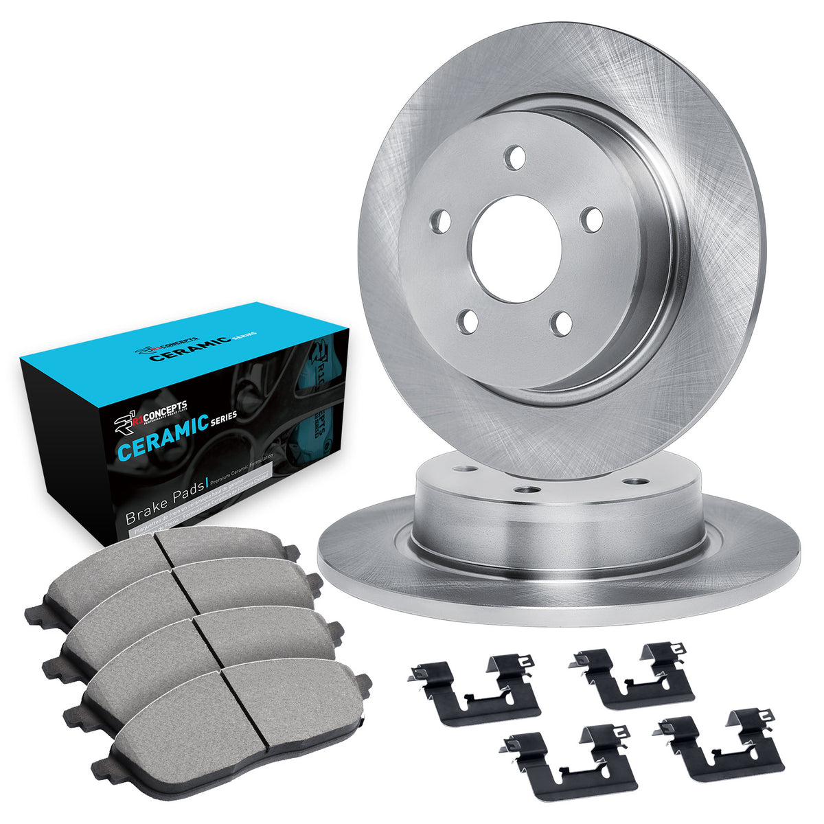 R1 16-25 Honda Civic Rear Brake Rotor Set w/Ceramic Pads and Hardware