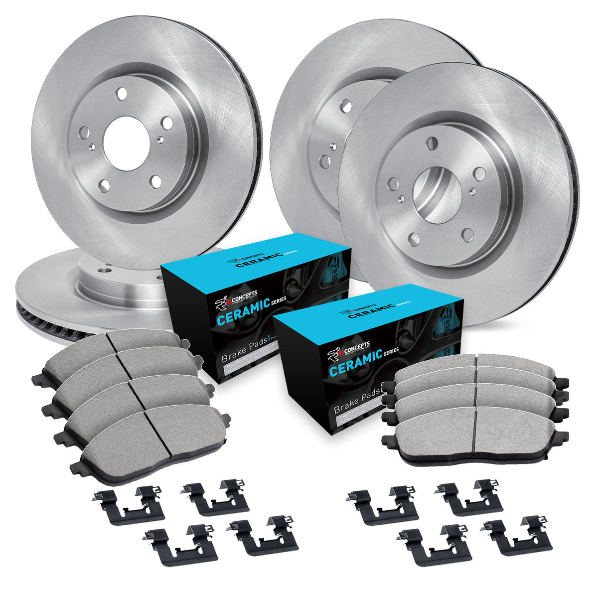R1 14-18 Mazda 3 Sport Front & Rear Brake Rotor Set w/Ceramic Pads and Hardware