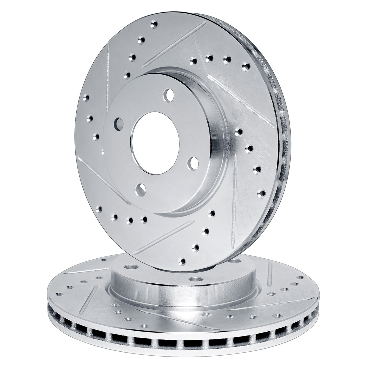 R1 12-19 Fiat 500 Front Drilled & Slotted Silver Brake Rotor Set