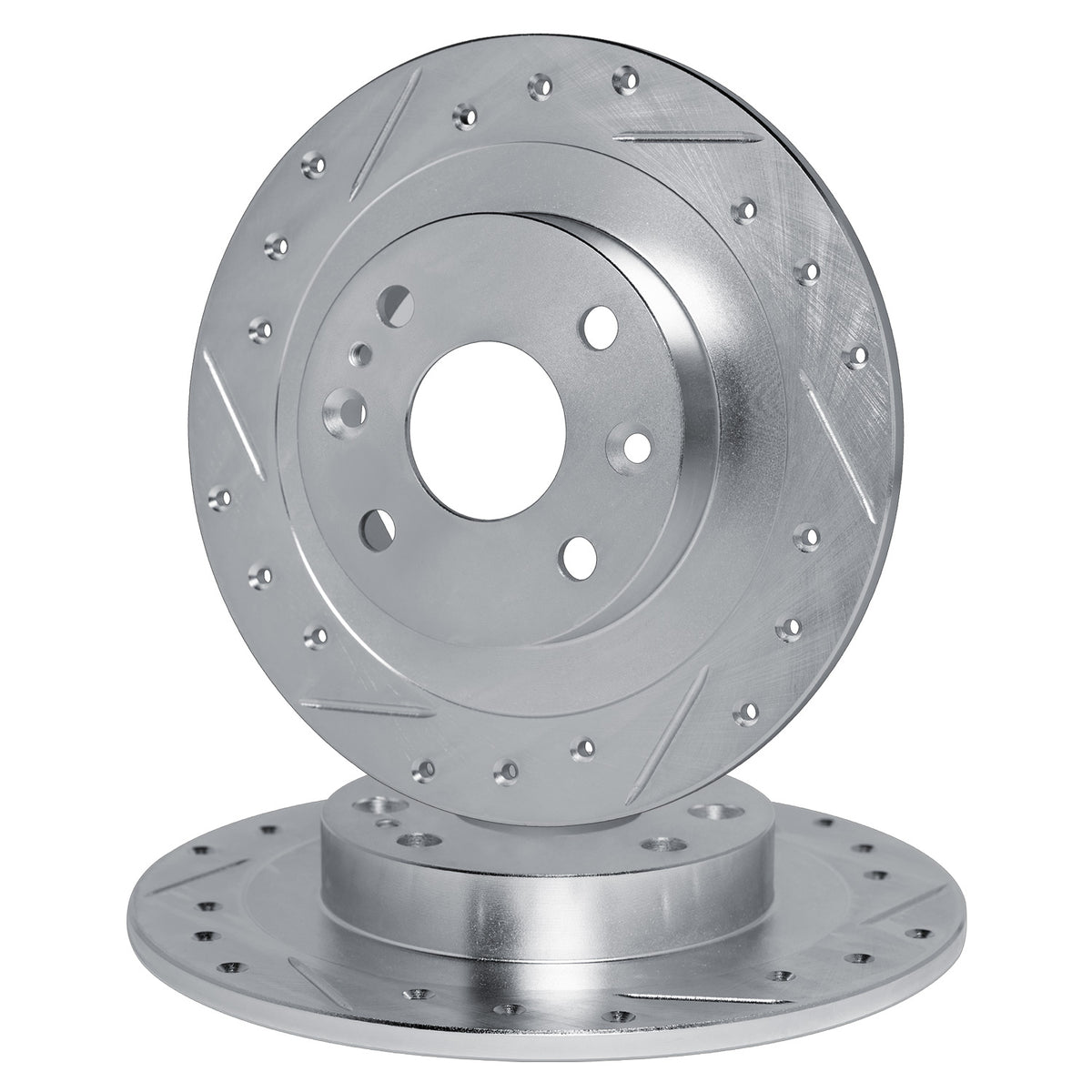 R1 90-03 Ford Escort Rear Drilled & Slotted Silver Brake Rotor Set
