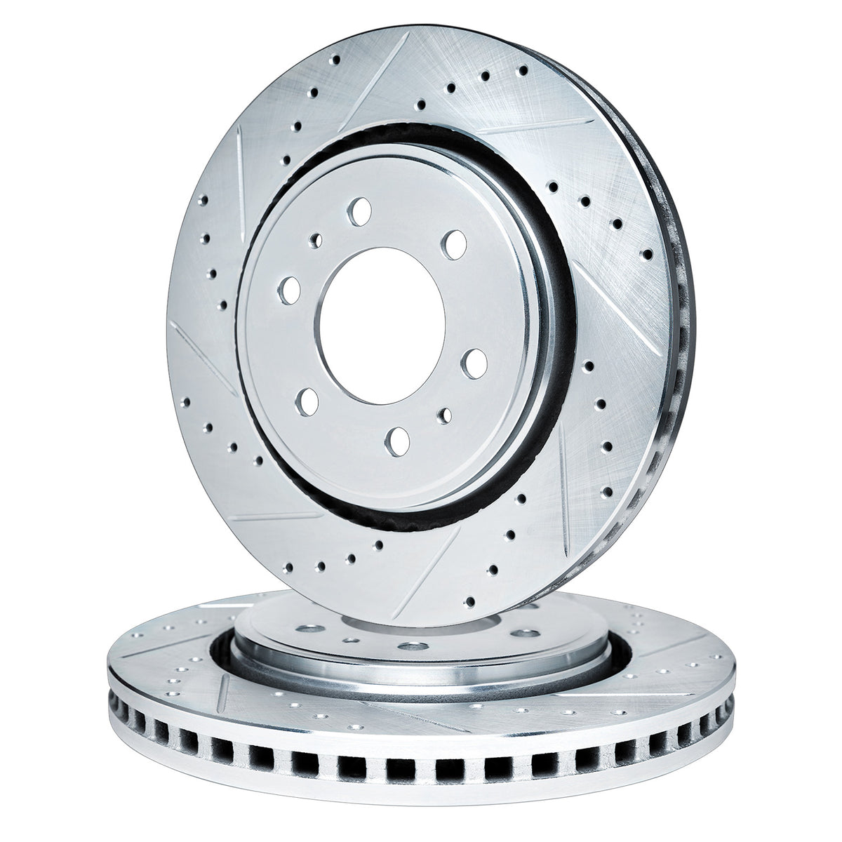 R1 19-25 Ford Ranger Rear Drilled & Slotted Silver Brake Rotor Set