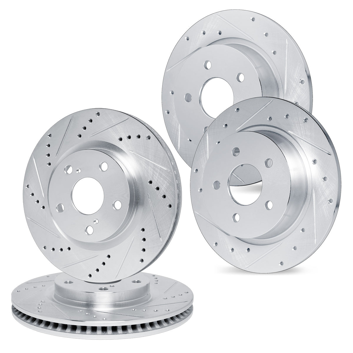 R1 06-10 Pontiac Solstice Front & Rear Drilled & Slotted Silver Brake Rotor Set