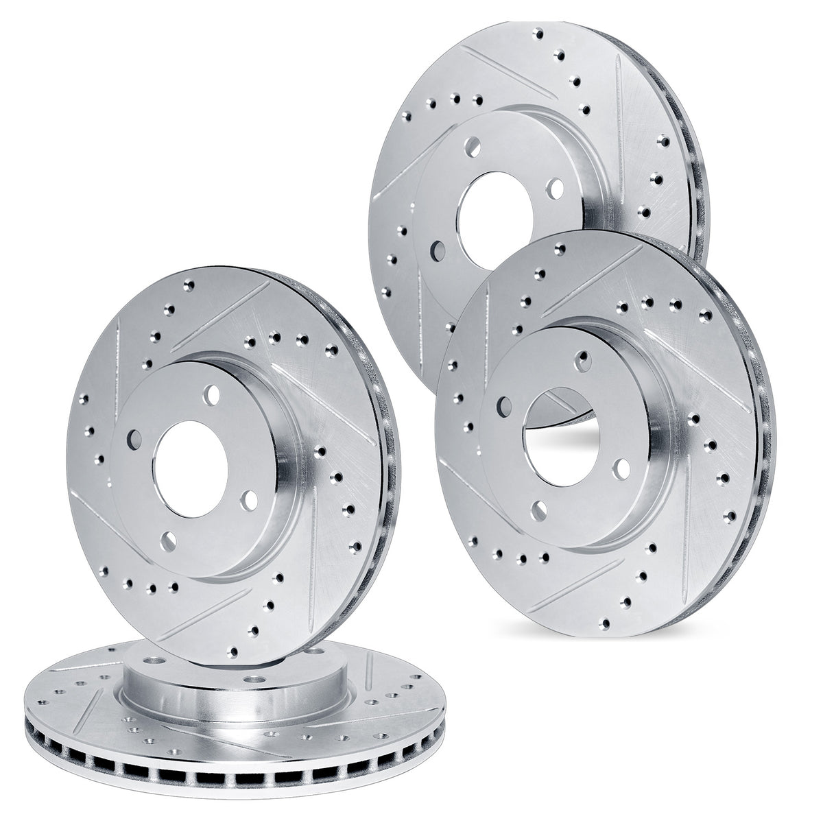 R1 82-85 Toyota Celica Front & Rear Drilled & Slotted Silver Brake Rotor Set