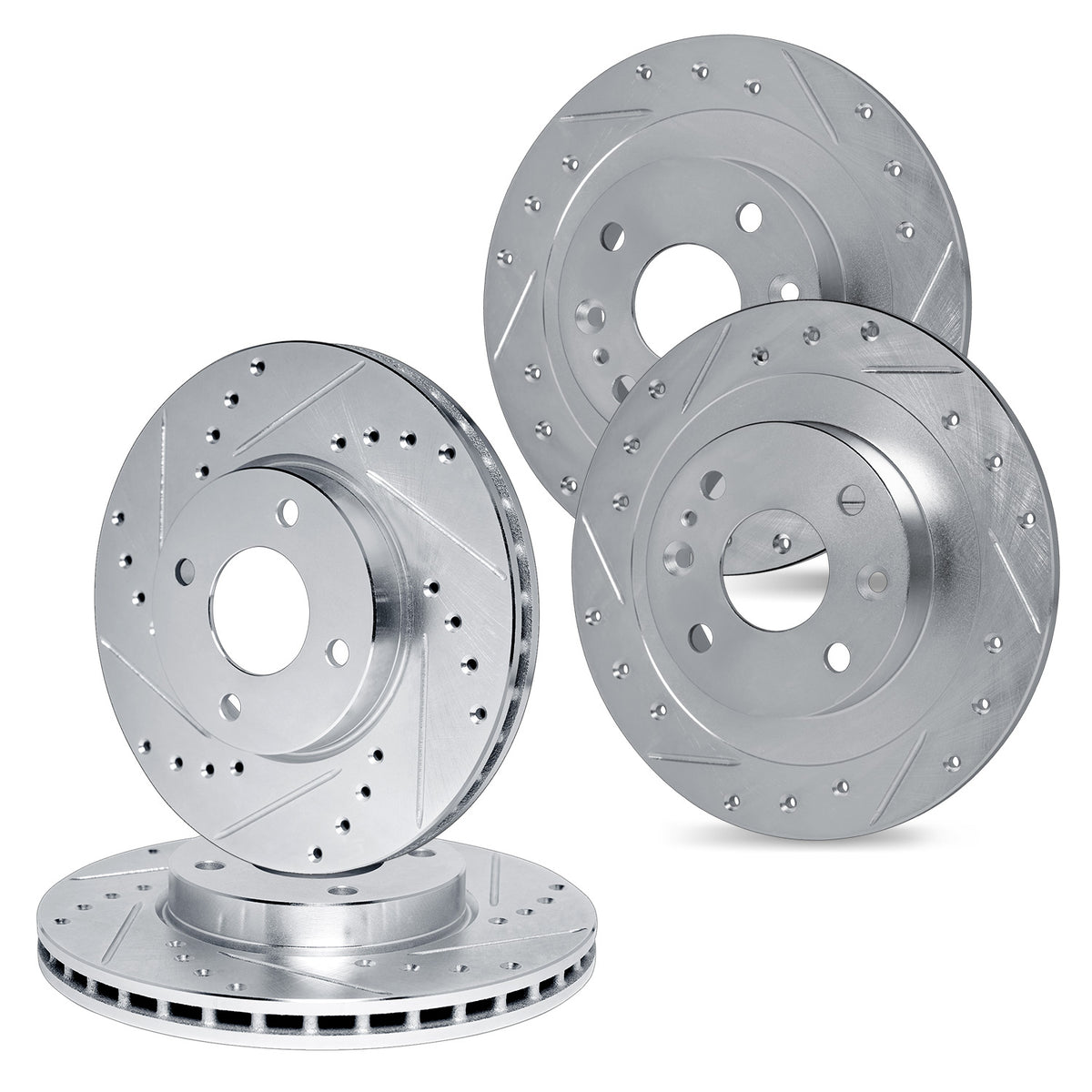 R1 85-86 Toyota MR2 Front & Rear Drilled & Slotted Silver Brake Rotor Set