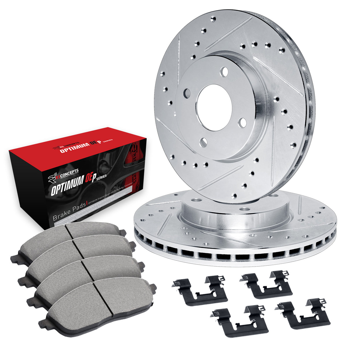 R1 12-17 Dodge Attitude Front Drill/Slot Silver Rotors w/Optimum Pads