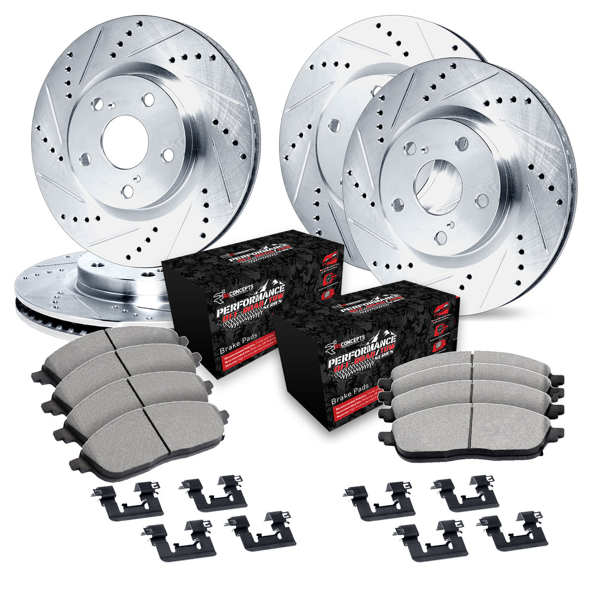 R1 12-25 Dodge Durango Front & Rear Drill/Slot Silver Rotors w/Off-Road/Tow Pads