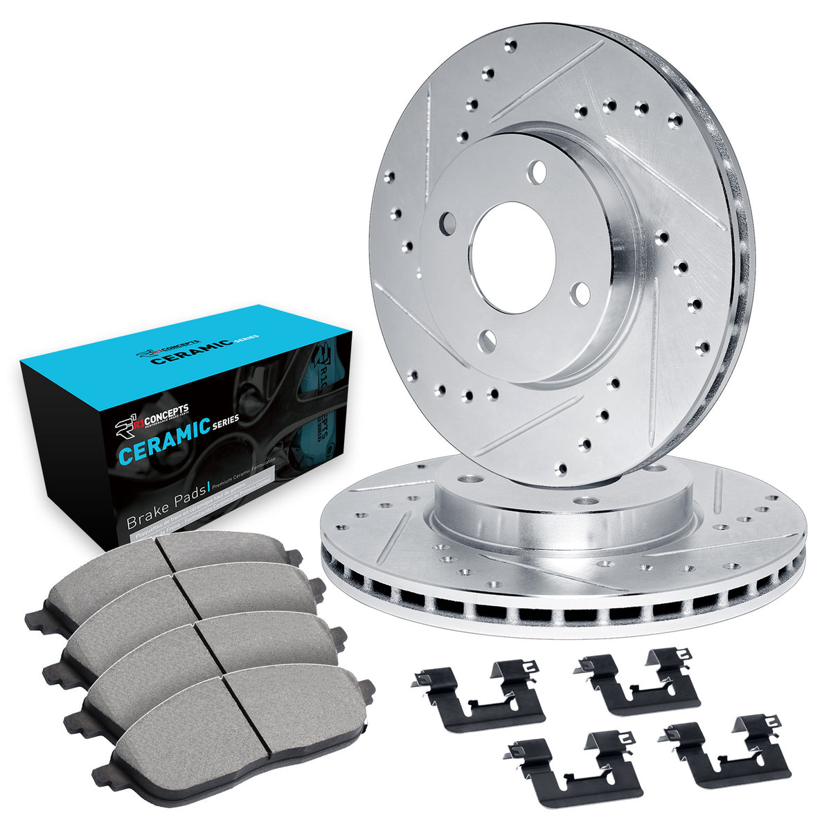 R1 Concepts 16-25 Fiat 124 Spider Front D/S Rotor and Ceramic Pad Kit