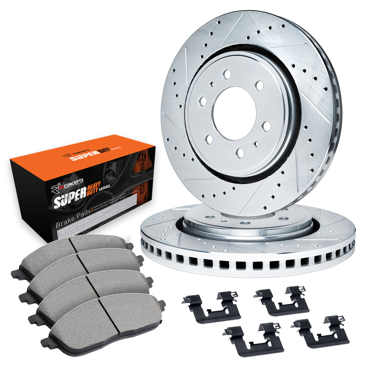 R1 10-21 Ford ExpeditIon Front Drill/Slot Silver Rotors w/Super Duty Pads