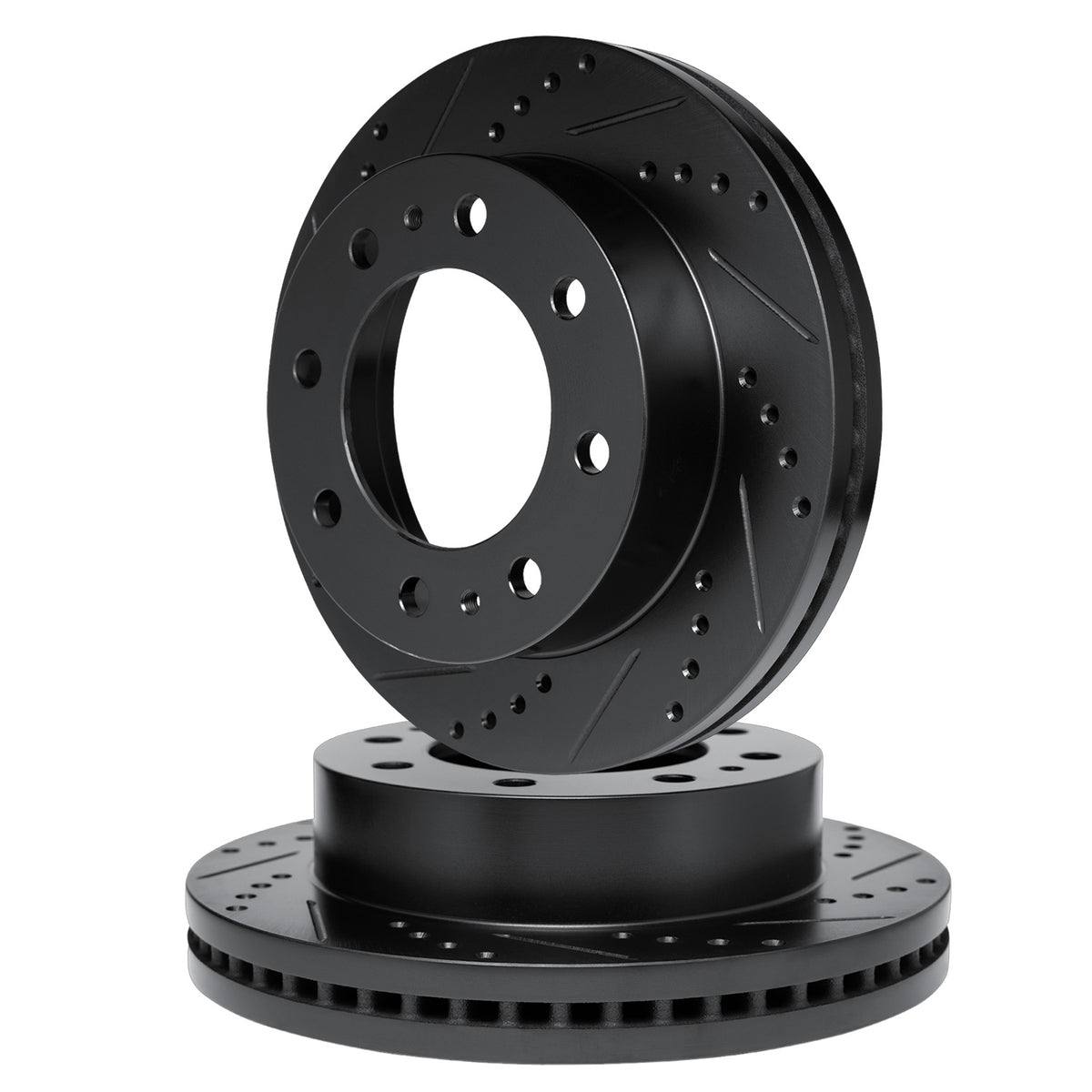 R1 11-25 Chevrolet Silverado 3500 HD Front Drilled & Slotted Black Brake Rotor Set
