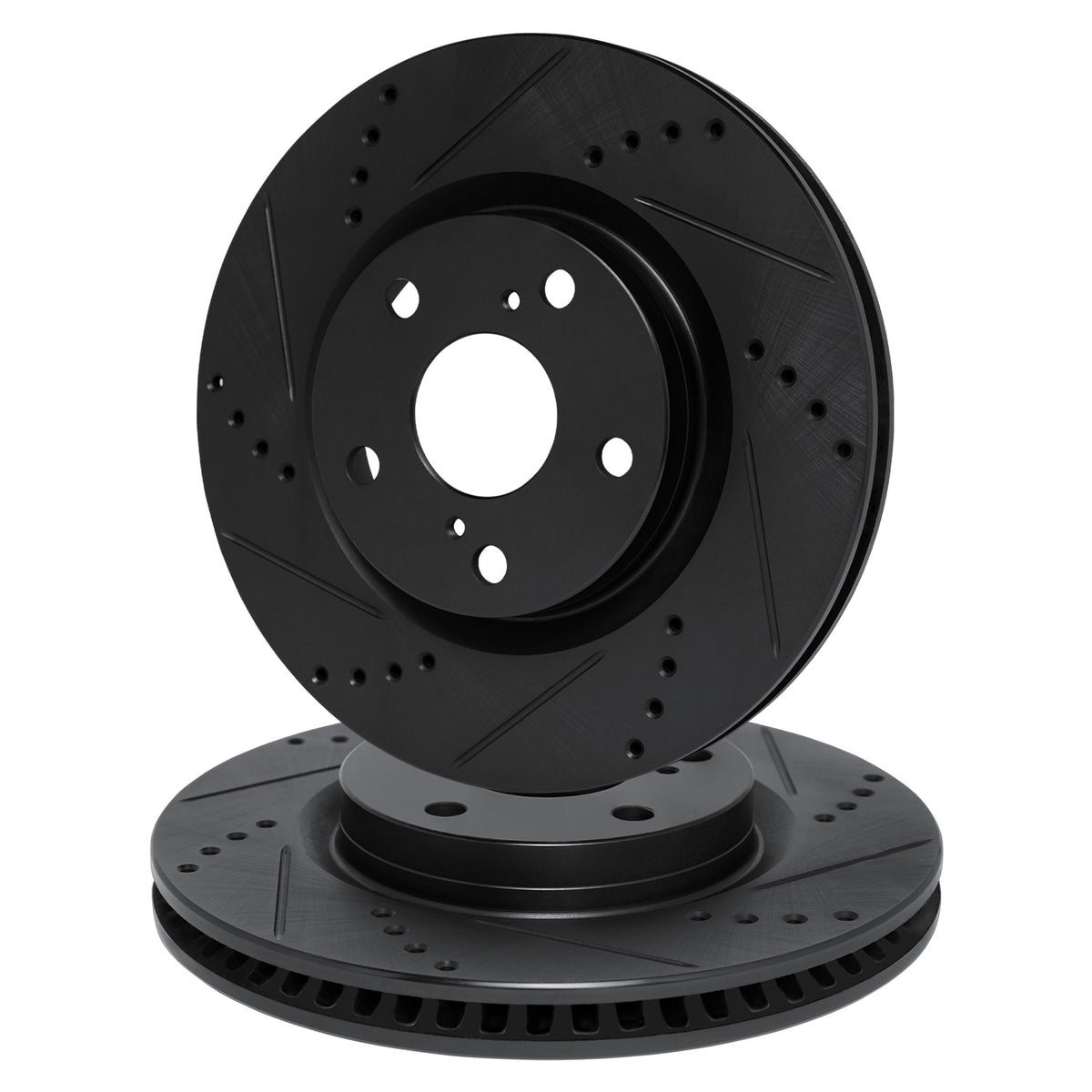R1 09-14 Acura TL Front Drilled & Slotted Black Brake Rotor Set