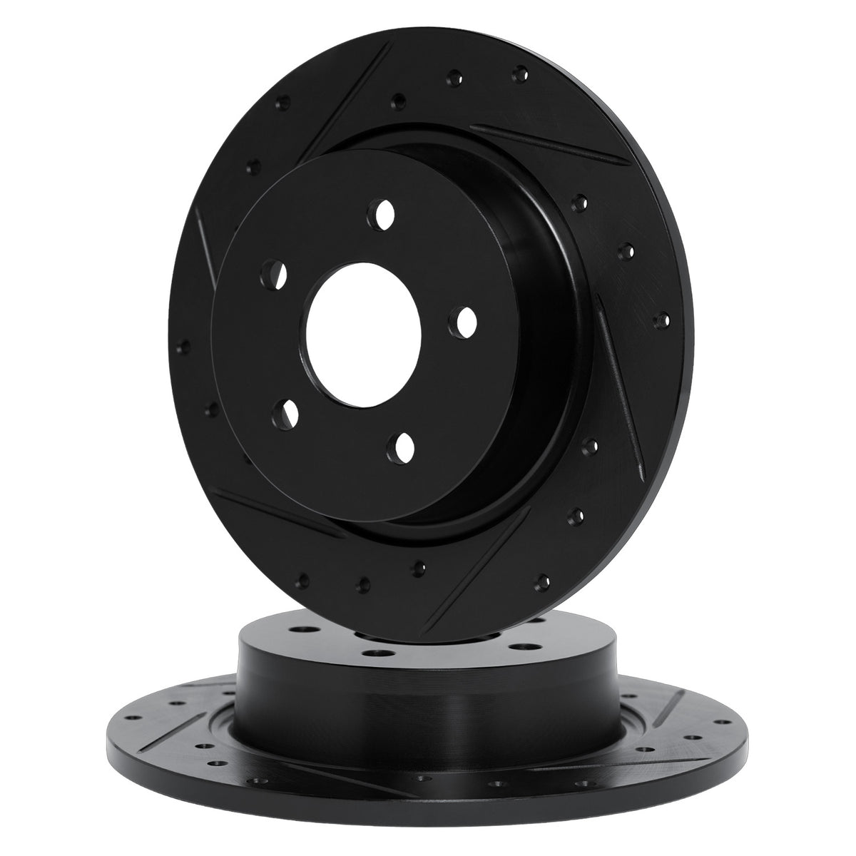 R1 97-15 Acura CSX Rear Drilled & Slotted Black Brake Rotor Set