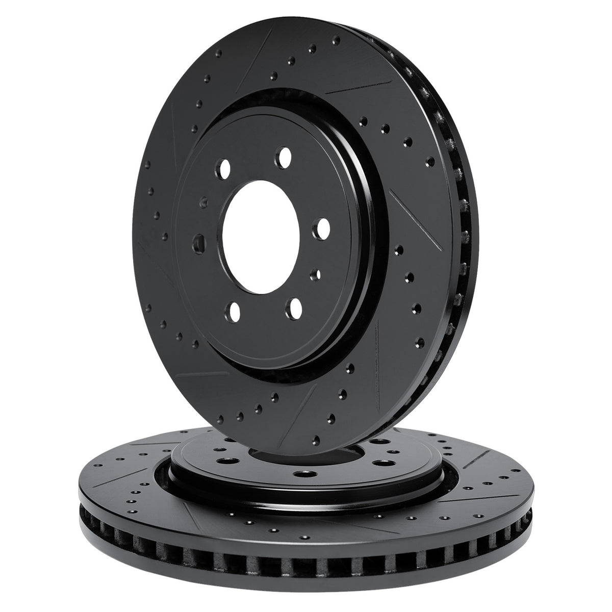 R1 10-24 Lexus GX460 Rear Drilled & Slotted Black Brake Rotor Set