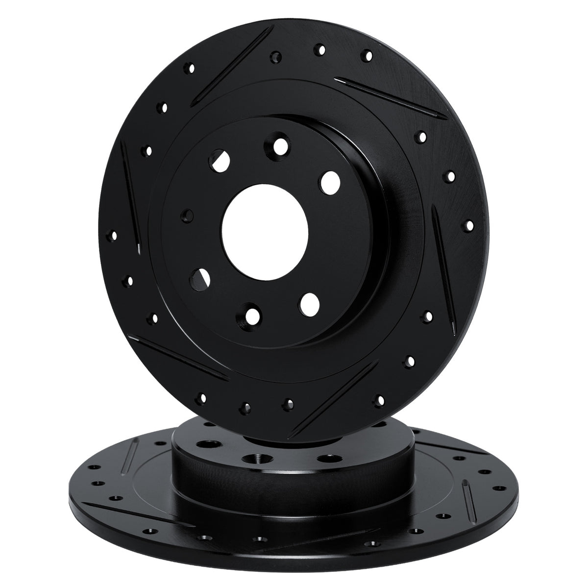 R1 Concepts 16-25 Mazda MX-5 Miata Drilled & Slotted Black Disc Brake Rotor Set - Rear