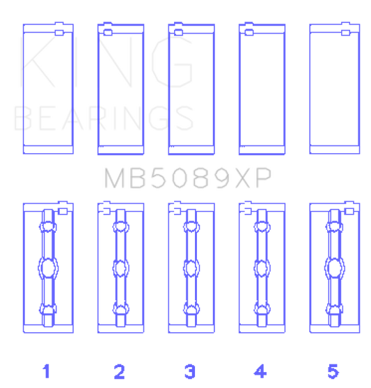 King Engine Bearings Toyota 1RZ/2RZ/3RZ Crankshaft Main Bearing Set (Set of 5)