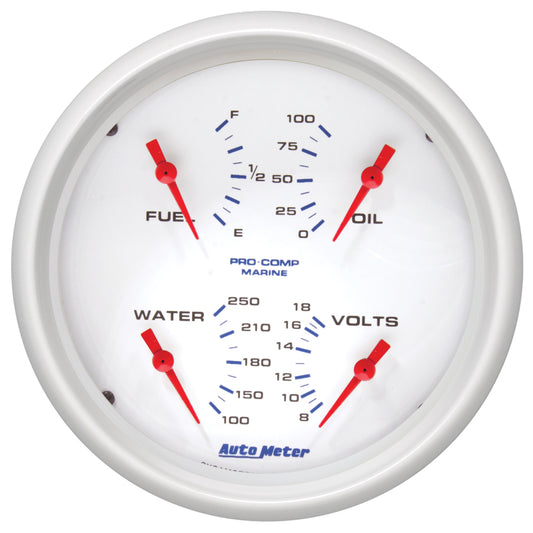 Autometer Marine White 5in Gauge Quad