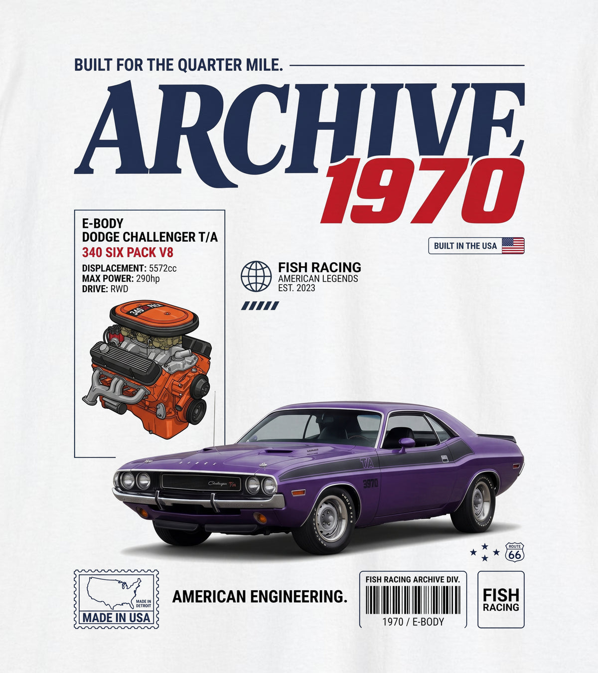 1970-1974 Dodge Challenger T/A Archive Tee - back design