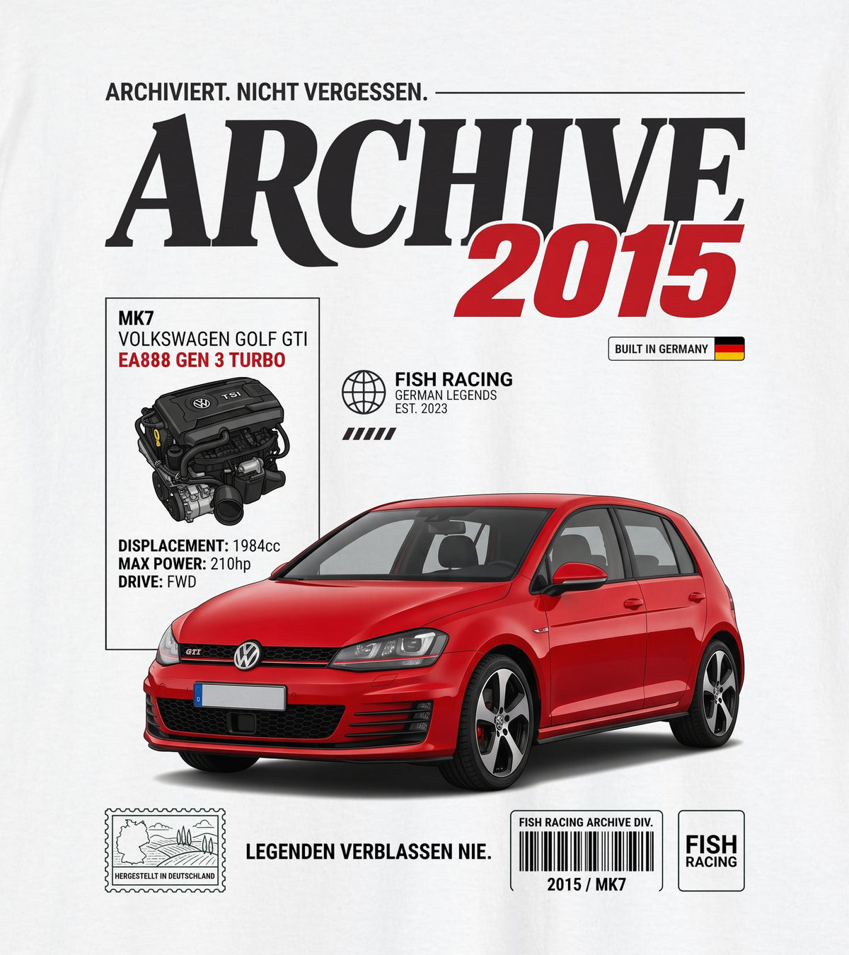 2015-2021 Volkswagen GTI (Mk7) Archive Tee - back design