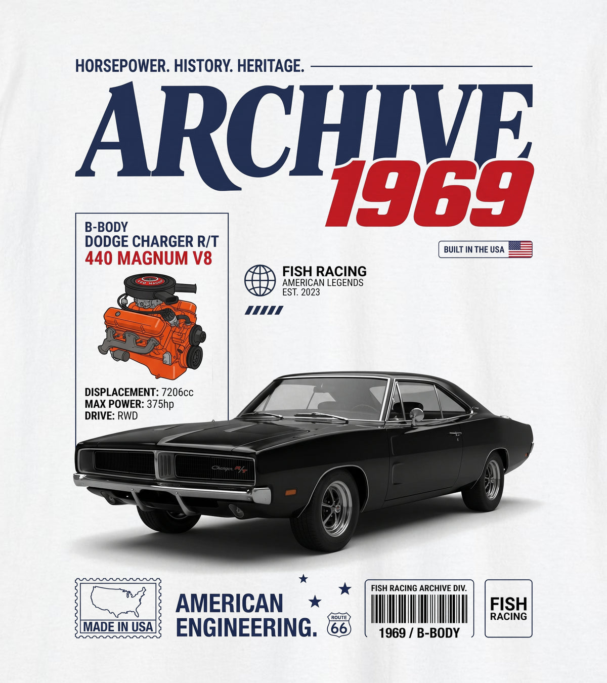 1968-1970 Dodge Charger R/T Archive Tee - back design