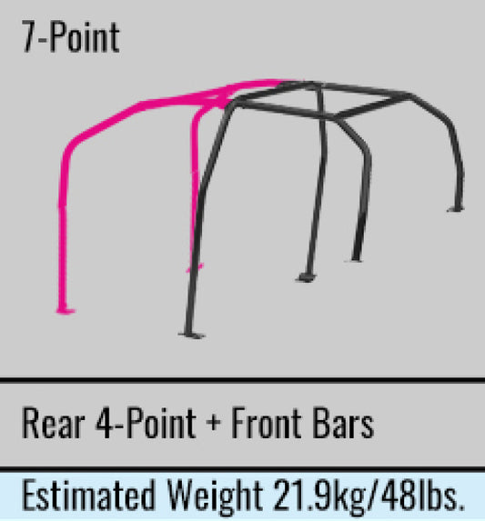 Cusco 7-Point, Front & Rear with Diagonal Bar, 4/5 Passenger, Dash Through-Type. Chromoly 40mm OD.