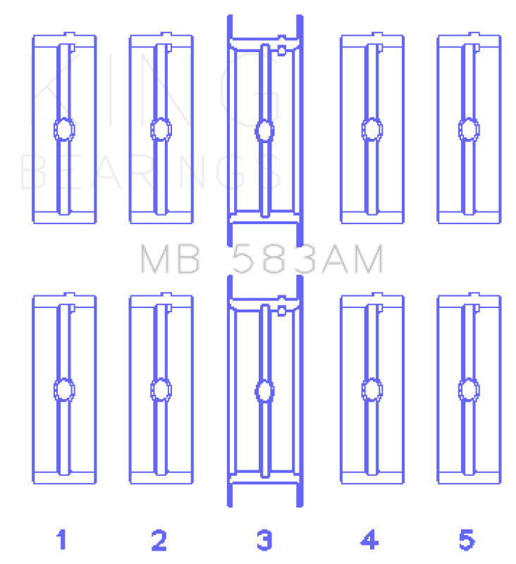 King Engine Bearings Ford 239/256/272/292 (Size .020) Crankshaft Main Bearing Set