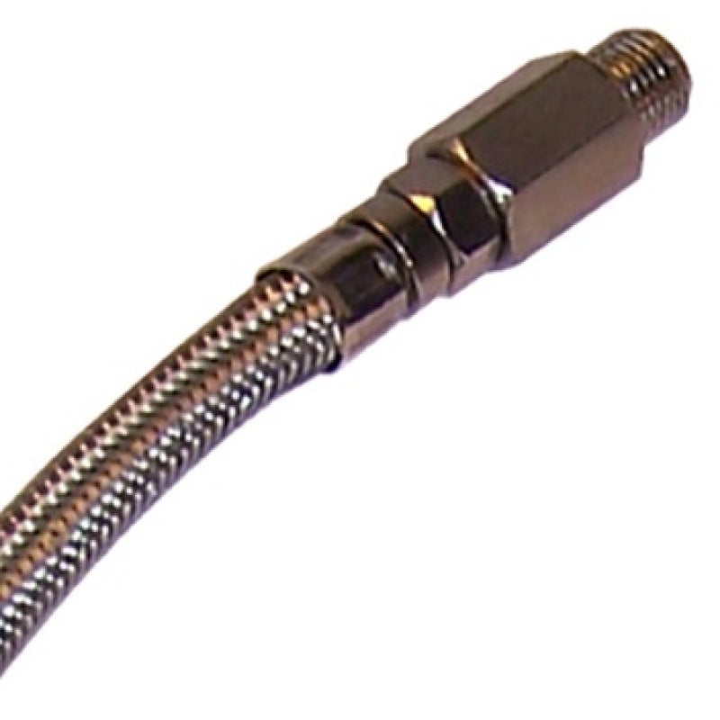 Kleinn 18In Stainless Steel Braided Leader Hose w/ Check Valve-1/4In M NPT Inlet/ 1/4In M NPT Outlet