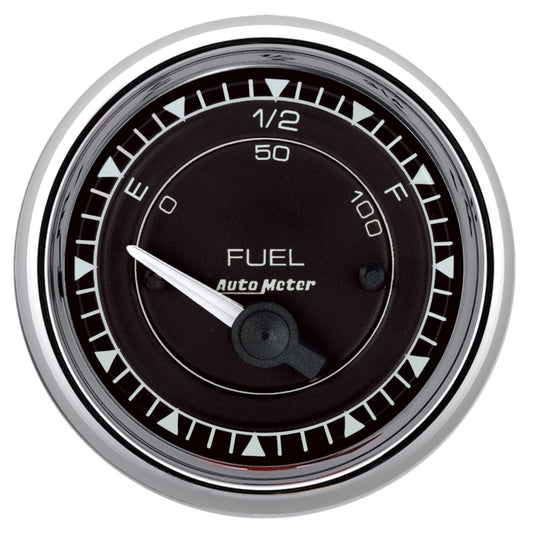 AutoMeter Chrono 2-1/16in 0E 0-90 Ohm Electric Fuel Level Gauge - Chrome