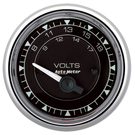 AutoMeter Chrono 2-1/16in 18V Electric Voltmeter Gauge - Chrome