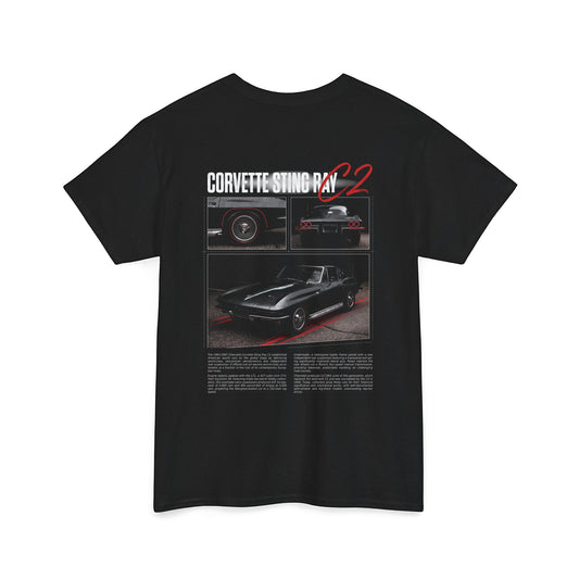 1963-1967 Chevrolet Corvette Sting Ray C2 - Tuxedo Black Cotton T-Shirt