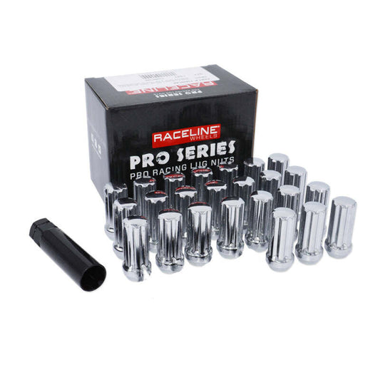 Raceline 14x1.5mm XL Spline Chrome Lug Nuts (32 Pack)