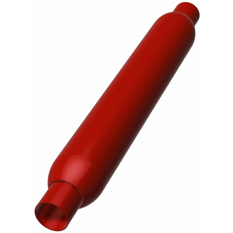 MagnaFlow Muffler Red Pack Series Glasspack 4in Rd 26in Body Length 2.5in/2.5in Inlet/Outlet