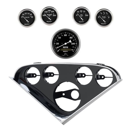 Autometer Old Tyme Black Direct Fit Dash Kit 55-56 Chevrolet (1 x 3-3/8in. / 4 x 2-1/16in.)