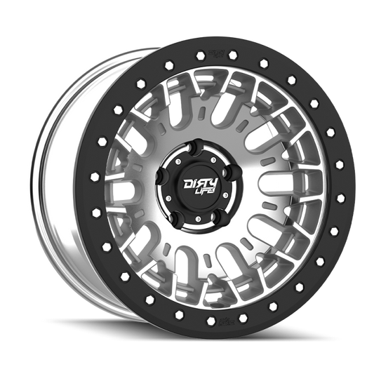 Dirty Life DT-3 17X9 5x127 -38 Offset - Machined Finish w/ Simulated Beadlock