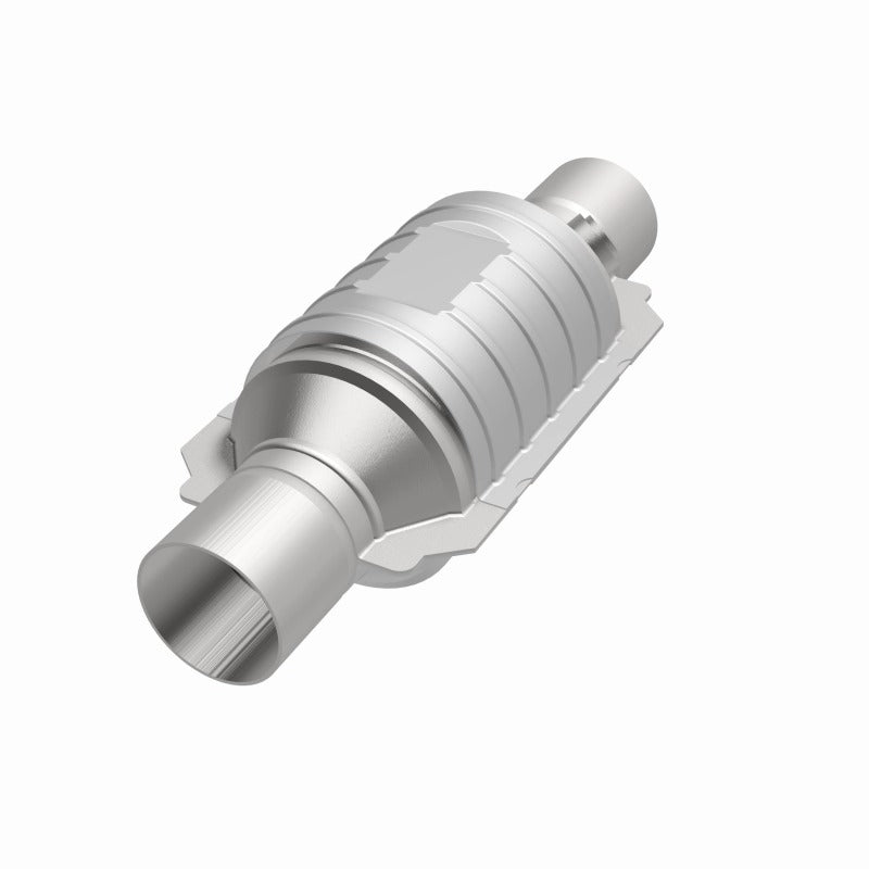 MagnaFlow Univ Conv 2in In/Out Ctr/Ctr Round 9in Body L x 5.125in W x 13in Overall L Single O2 Port