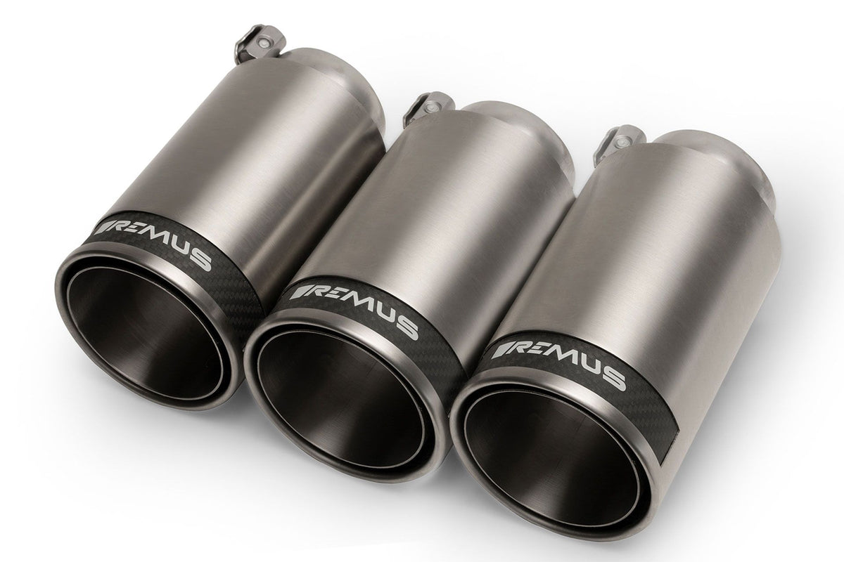Remus 2018 Honda Civic Type-R FK8 2.0T 98mm Chrome w/Carbon Ring Tail Pipe Set (Triple Tip)
