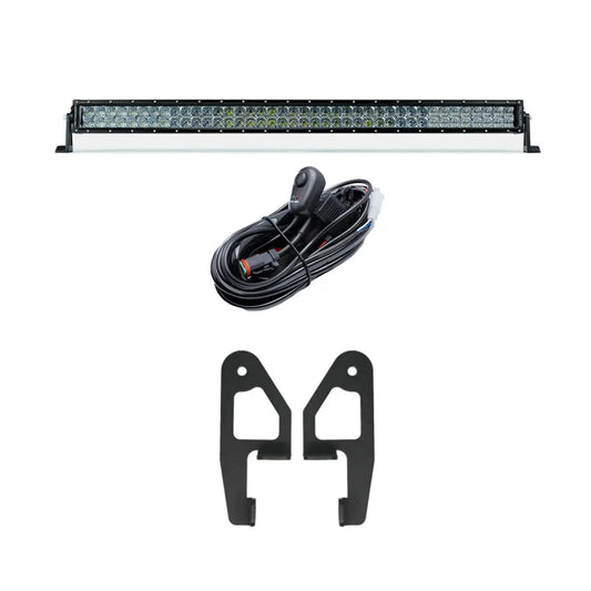 Cali Raised 10-24 Toyota 4Runner Roof Rack Front Light Bar Kit - 42in White Dual Row SPOT Beam