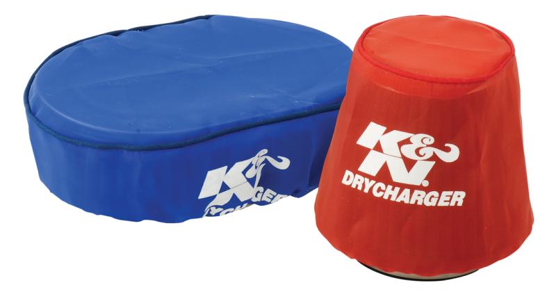 K&N Round Straight - Black - 3.5in ID x 5in H - PreCharger Air Filter Wrap Blue