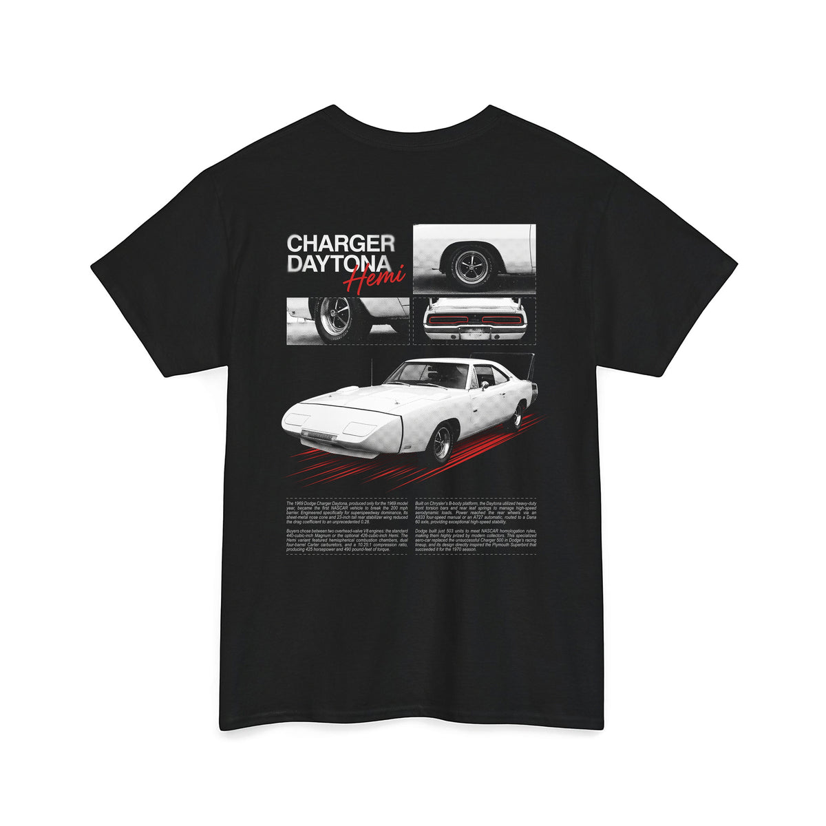 1969 Dodge Charger Daytona - Monochrome Cotton T-Shirt